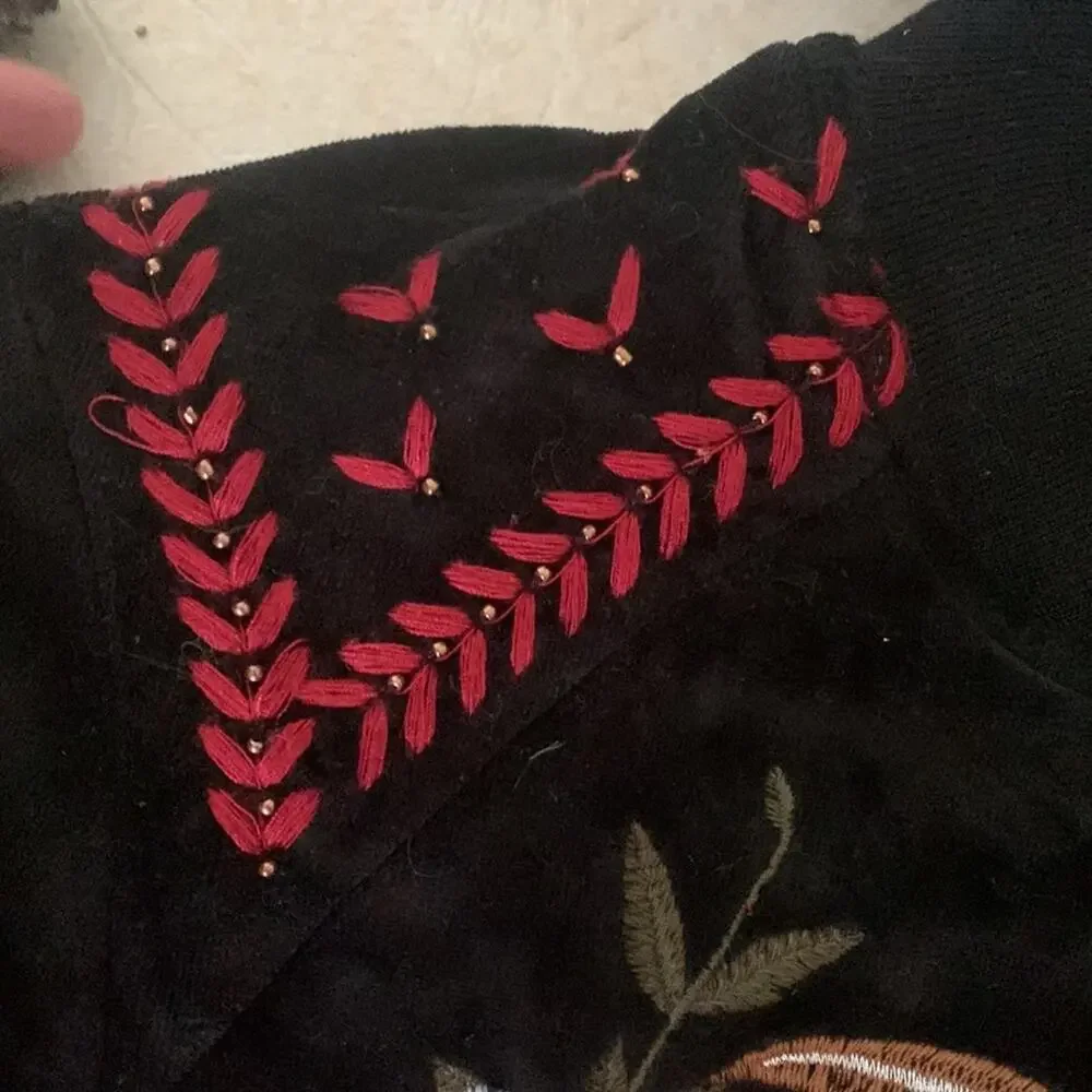 Torrid size 1 black velour jacket embroidery was cute coat lightweight track flr